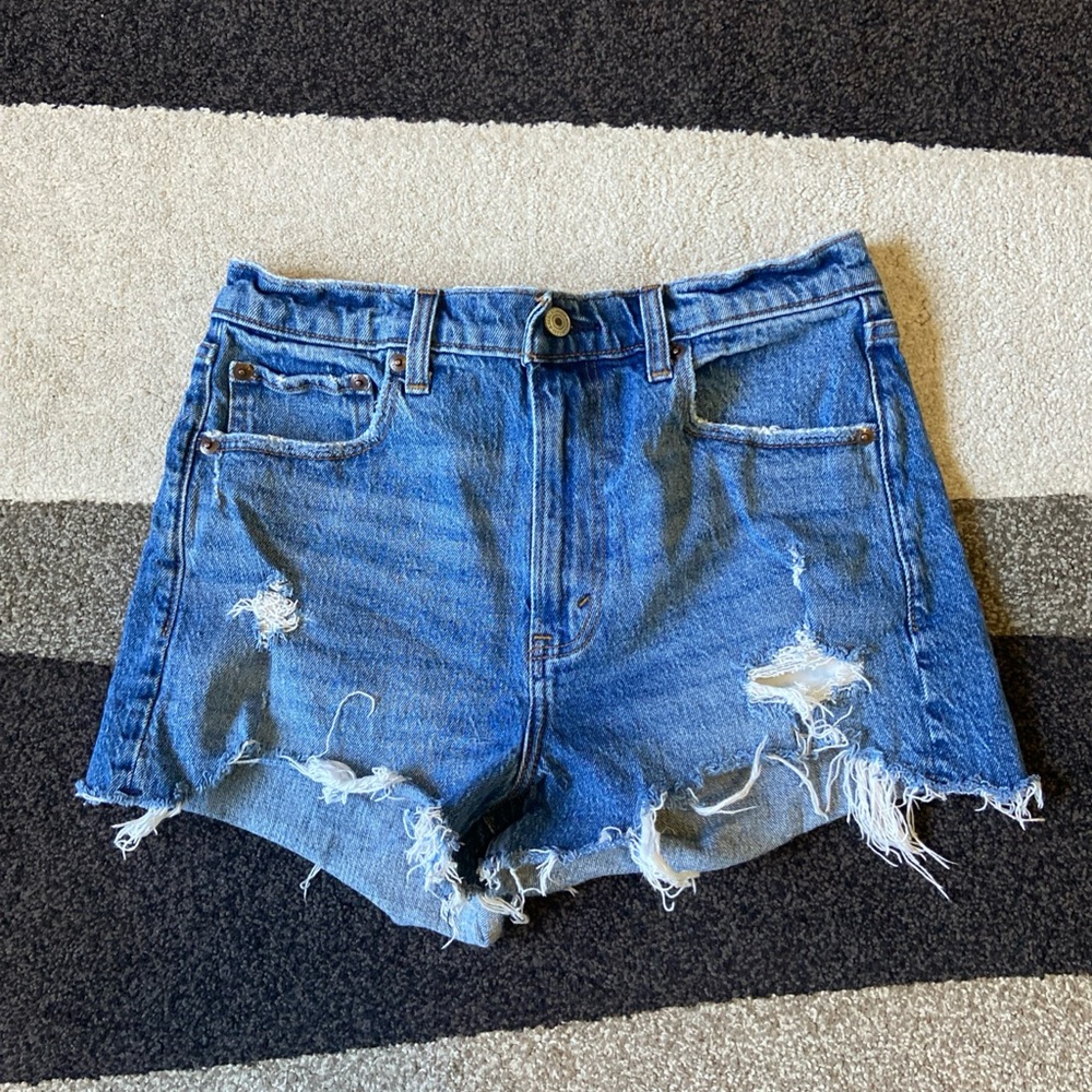 Abercrombie & Fitch Blue Distressed Jean Shorts